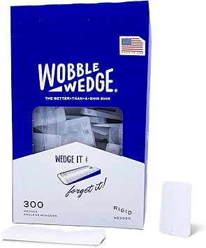 Wobble Wedges Heavy Duty Leveling Shims – Made in the USA – The Original Rigid Plastic Shims for Leveling Furniture, Tables, Toilets, Appliances & Other Home Improvement Projects– Transparent 300-pack