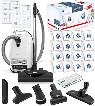 Miele Complete C3 Cat and Dog Canister HEPA Canister Vacuum Cleaner with SEB228 Powerhead Bundle - Includes Miele Performance Pack 16 Type GN AirClean Genuine FilterBags + Genuine AH50 HEPA Filter