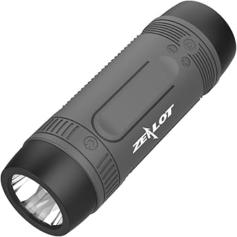 ZEALOT Portable Bluetooth Speaker, Bluetooth Speakerfor Bicycle, Handlebar sepaker, IPX5 Waterproof, LED Torch Light, MIC/TF/AUX for Home Outdoor Hiking Camping iOS Andoird -Gray