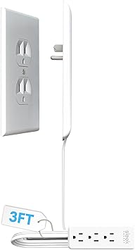 Sleek Socket Original & Patented Flat Ultra-Thin Outlet Concealer with Extension Cord Kit, Multi Outlets Power Strip, Ideal for Home Improvement, Hide Bulky and Messy Cords, 3ft