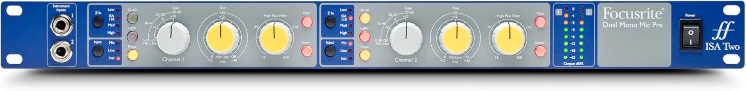 Focusrite ISA828 MkII Heritage 8-channel rackmount mic preamp with with variable impedance selector and four instrument inputs