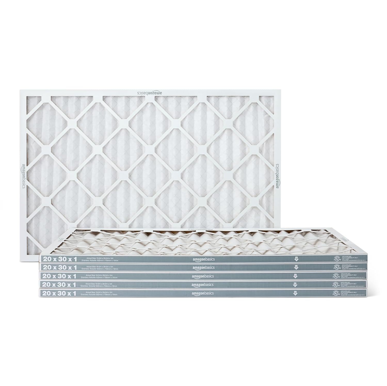 Amazon Basics 16x20x1 Air Filter 6-Pack, MERV 8 AC Furnace Filters, Allergy Control, Removes Dust, Lint and Pollen, Electrostatic (Actual Size: 15.75" x 19.75" x 0.75")