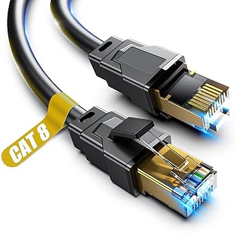 Vabogu Cat 8 Ethernet Cable 6FT, Heavy Duty 26AWG High Speed 40Gbps 2000MHz, Gold Plated RJ45 Shielded, Weatherproof Indoor & Outdoor LAN Cable for Gaming PC PS5 Xbox Modem Router