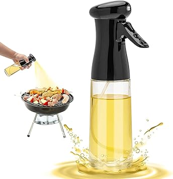 Olive Oil Sprayer for Cooking , 200ml Glass Oil Dispenser Bottle Spray Mister , Refillable Food Grade Oil Vinegar Spritzer Sprayer Bottles for Kitchen, Air Fryer, Salad, Baking,Gifts for Mom Dad