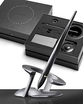 Novium Hoverpen 2.0 Interstellar Edition - Space Black, Unisex, Ballpoint Pen, 23.5 Degree Angle, Schmidt Ballpoint Refill, No Spills, No Spotting, No Explosions