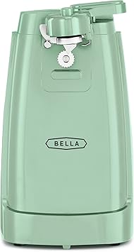 bella Electric Can Opener and Knife Sharpener, Removable Cutting Lever, Cord Storage, Stainless Steel Blade, Sage