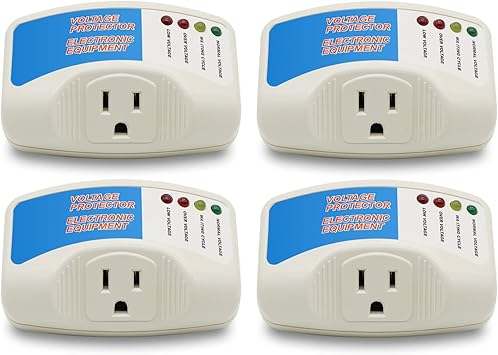 BSEED Surge Protector Home Appliance,Single Outlet Power Voltage Protector,Voltage Brownout Outlet Surge Refrigerator 1440 Watts,Voltage Brownout Plug Outlet, 1875W, 120V, 15A(4 Pack)