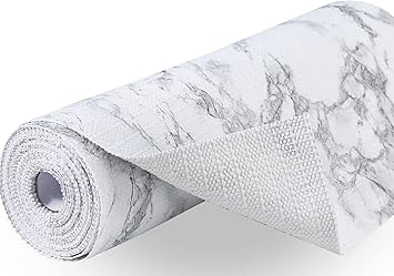 Premium Drawer and Shelf Liner for Cabinet, Non Adhesive Liner for Kitchen, Strong Grip Non Slip Shelf Liners for Kitchen Cabinets, Storage, Drawers, Shelves, Kitchenware and Tableware, Marble