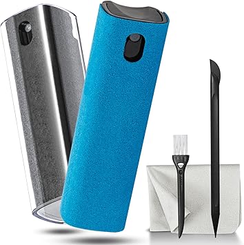 2 Pack Car Touch Screen Mist Cleaner, walrfid Laptop Screens and Phone Touchscreen Cleaning Kit for iPad, iPhone, MacBook Pro with Aipods Cleaning Pen, Small Brush and Eyeglass Cloth - Grey and Blue