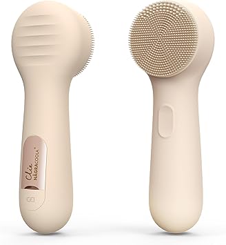 Silicone Face Scrubber, NågraCoola CLIE 2.0 Facial Cleansing Brush, Rechargeable, Waterproof Face Scrub Brush for Cleansing, Exfoliating, Massaging, Electric Facial Exfoliator for Women and Men - Oat
