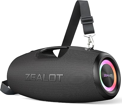 ZEALOT S78 Bluetooth Speaker with Subwoofer 120W RMS (150W Peak), Portable Speaker Waterproof IPX6, Wireless Speaker, 24000mAH, EQ, AUX/TF/BT 5.3, LED for Outdoor Camping Beach Party(Black)
