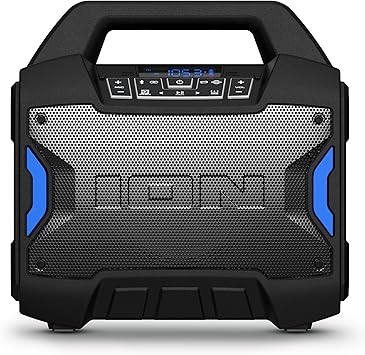 ION Tailgater Boom - Outdoor Portable Bluetooth Speaker with Mic in, FM Radio, USB Port, Battery, IPX5 Water-Resistant, Wireless Stereo-Link, App, 60W