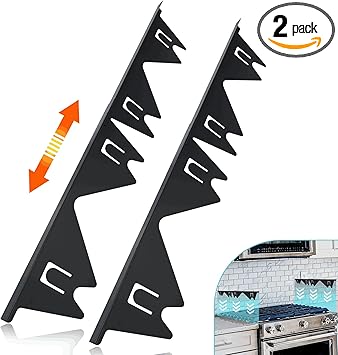 Stove Gap Covers Stainless Steel, 2 Pack Stove Gap Filler Easy Retractable Length 13.8" to 27.5", Width 0.79" Stove Gap Guards Range Trim Kit, Heat Resistant Guard Between Stove Top & Counter