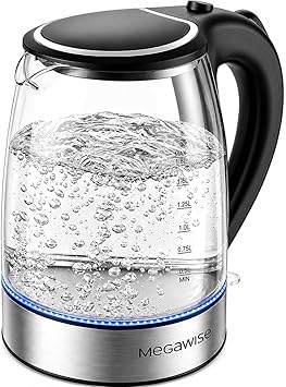 MEGAWISE Electric Kettle 1.8L, High Power Fast Boiling Hot Water Boiler, Auto Shut-Off, BPA-Free Food-Grade Material, Tea Kettle for Kitchen Home Office Coffee Tea