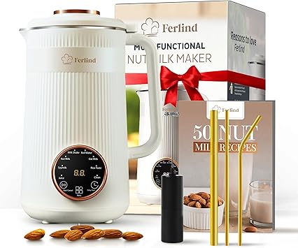 NEW 8-in-1 Nut Milk Maker for 32 oz Homemade Almond Milk, Oat Milk, Soy Milk, Coconut Dairy-Free Milk Beverages, Plant-Based Milk - Delay Start, Self-Cleaning, 50-recipe cookbook & Milk Frother