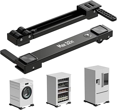 Appliance Rollers Heavy Duty,Newest Extendable Appliance Sliders,Liftable Washing Machine Base,Easily Move Washer and Dryer Machines,Refrigerators,Furniture-Black
