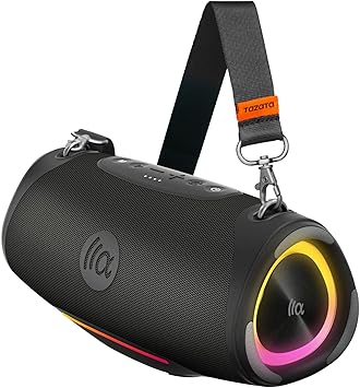 TAZATA Bluetooth Speaker Wireless, 120W Max Loud Outdoor Speaker with Deep Bass Subwoofer, IPX7 Waterproof Floating Pool Speaker, RGB Lights, 11H Playtime, Multi-Sync 100+ for Party Camping Beach