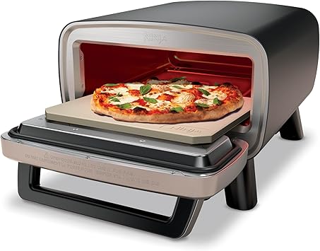 Ninja Artisan Electric Outdoor Pizza Oven with Stone | 12-inch Pizza in 3-minutes | 700F Max Temp | 5-in-1 Functionality – Pizza, Bake, Broil, Proof & Warm | Makes Full Meals | Gray | MO201