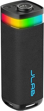 JLab, JBuds Party, Portable Bluetooth Speaker, IP56 Waterproof, Multi-Speaker Connect, RGB Lighting, Black