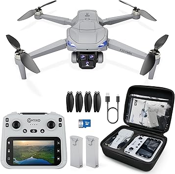 Contixo F23 GPS Drone With Camera, 46 Min Flight Time, 4.5" Screen Remote, Follow Me, Waypoints, 5GHz FPV Transmission, Return to Home, Hand Gestures, Orbit Mode Foldable Drones For Teens & Adults