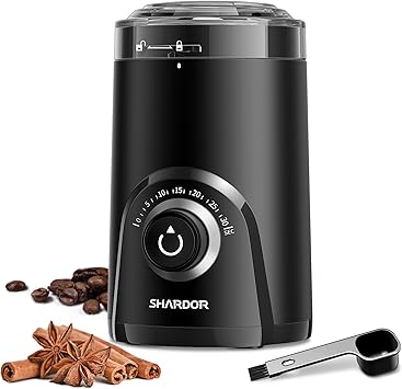 SHARDOR Electric Coffee Grinder, 70g Large Capacity Spice Grinder with Visual Timing Knob for Precise Grind, Quiet Coffee Bean Grinder for Espresso, French Press, Herbs and Grains, Black