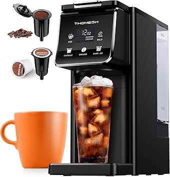 K Cup Coffee Maker With Bold Setting, Single Serve Hot & Iced Coffee Maker for K-Cup and Grounds, 52 Oz Removable Water Tank, 6 to 14oz Brew Size, Pod Coffee Machine With Reusable Filter,(Black)