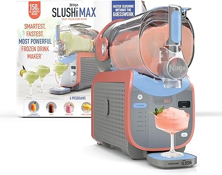 Ninja SLUSHi Max XXL Smart Frozen Drink Maker, Top Performance and Smart Technology, Party Size 150 Ounces Capacity, No Ice Needed, 6 Programs, Ideal Temp and Texture up to 12 Hours, Peach, FS605