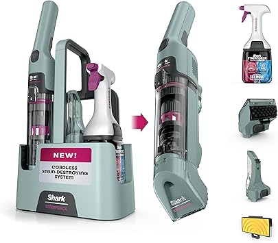 Shark StainForce Cordless Spot Cleaner, Dual-Activated Easy Spray Formula, OXY-Powered Stain Cleaning, Indoor + Outdoor, Carpets, Upholstery, Car Seats & Stairs, Pet Urine & Odor Remover, HX101