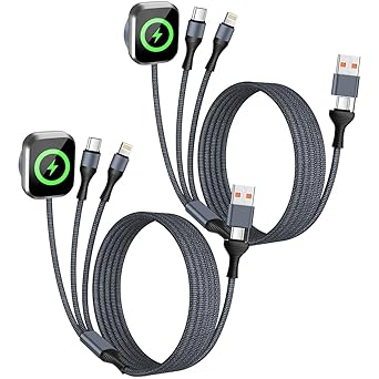 Cruise Essentials 2026, 3 in 2 Multi Charging Cable for iPhone Watch Charger/iPhone 17/IP, iWatch Charger, Travel Camping Essentials Compatible with iWatch 11-2/Ultra/iPhone 17-8,Car (2Pack,5FT)
