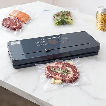 Vacuum Sealer Machine | Dry & Moist Food Modes, 4 Preset Functions, Adjustable Seal for Freshness & Sous Vide Equipped with 20 bags(Black)