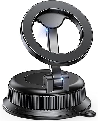 Magnetic Car Phone Holder for MagSafe, Strong Suction Cup Car Phone Mount for Dashboard & Windshield, 360° Rotatable & Foldable, Adjustable Cell Phone Holder for Car, Fits iPhone 12–17 Series