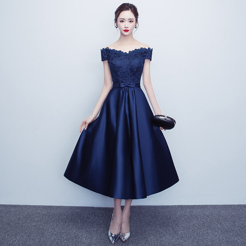 EAGLELY Formal Gown For Women Elegant Classy Silk Satin Long Gown For Ninang Wedding Sponsor Off Shoulder Plus Size Sponsor Js Prom 18th Birthday Color Blue Ninang For Mother Of The Groom
